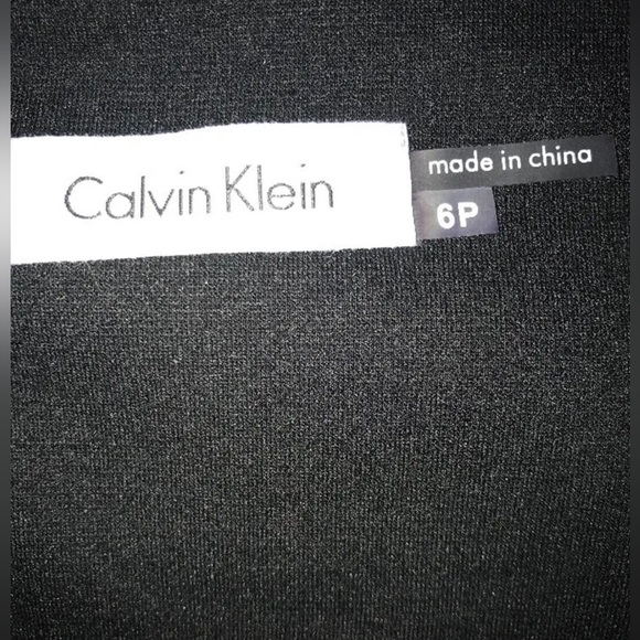 CALVIN KLEIN Petite Faux Leather Trim Peplum Sheath Dress in Black Sz. 6P - NWT - Picture 9 of 10